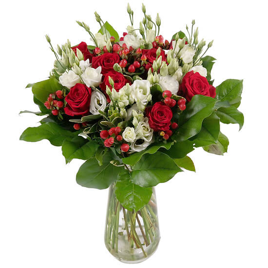 Merci – roses rouges et blanc, livraison fleurs Valais